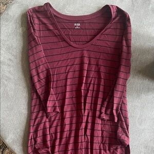 a.n.a Maroon Striped Long Sleeve Top